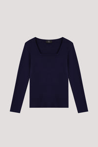 Square Neck Long Sleeve Knit Top