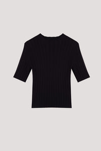 Short Sleeve Ribbed Knit Top