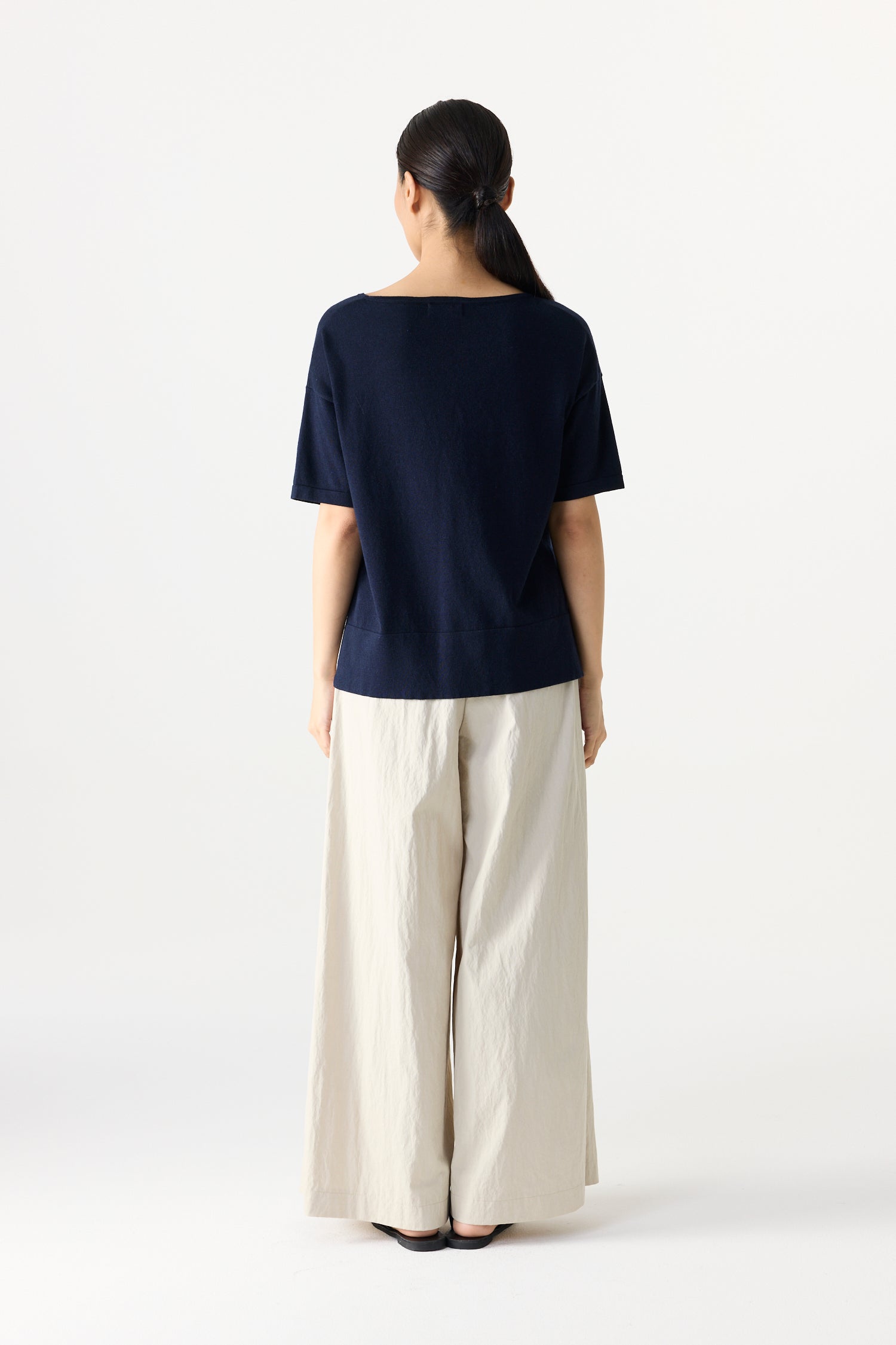 Wide Neck Boxy Knit Top