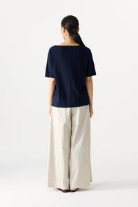 Wide Neck Boxy Knit Top