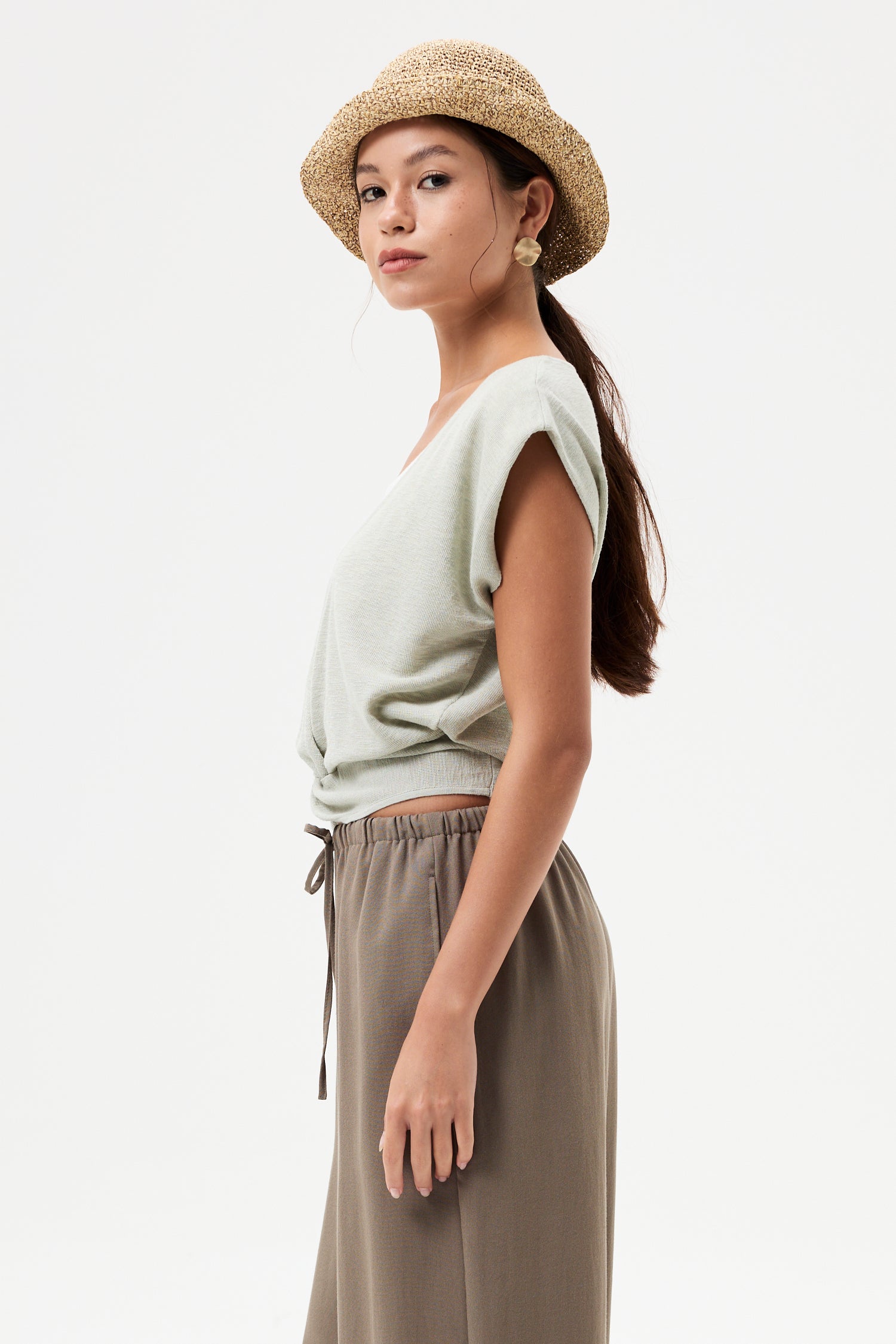 Faux Two-Piece Magyar Knit Top