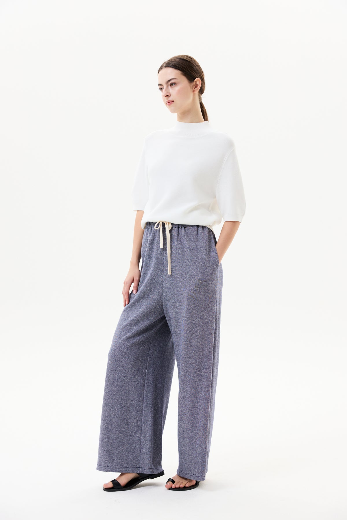 High Ribbed Neck Knit Top