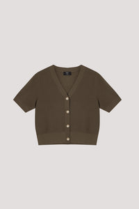 V-Neck Short Sleeve Knit Top