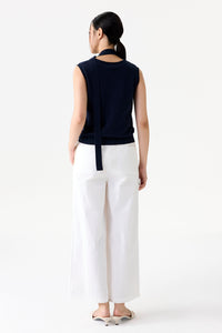 Contrast Knit Vest With Scarf