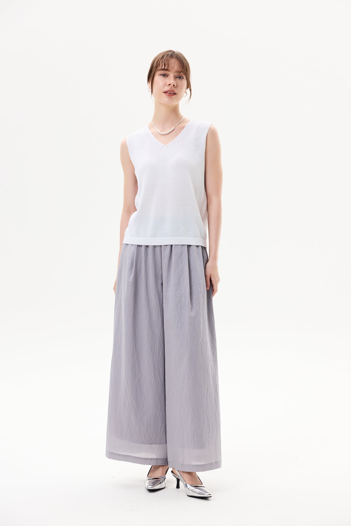 Lurex Folded Cuff Magyar Knit Top