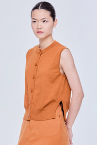 Sleeveless Button Down Knit Top