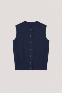 Sleeveless Button Down Knit Top