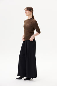 Self-Tie Cord Pleated Pants
