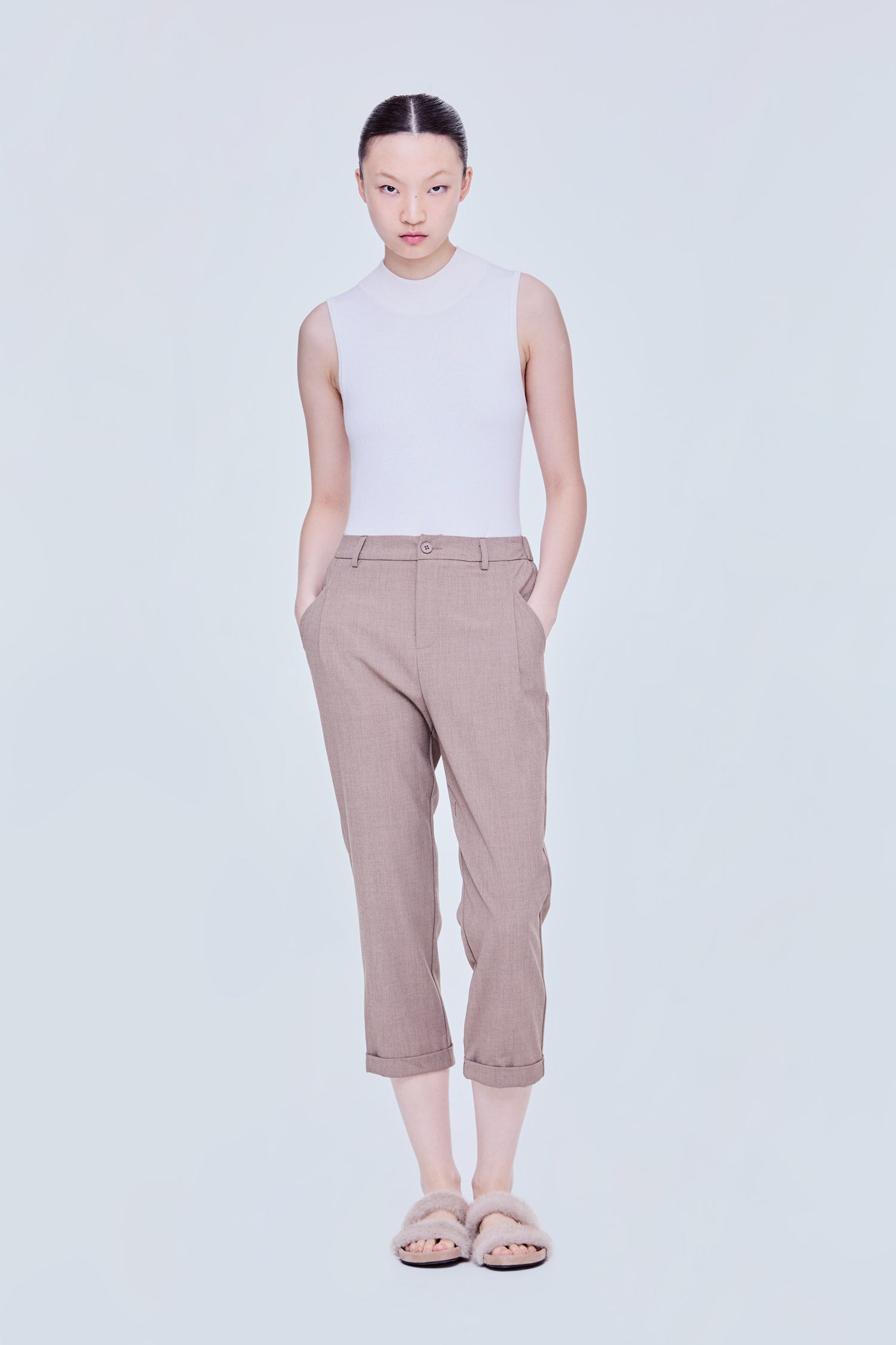 Folded Cuffs Tapered Pants