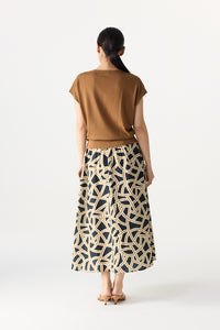 Printed Elasticated Midi Skirt