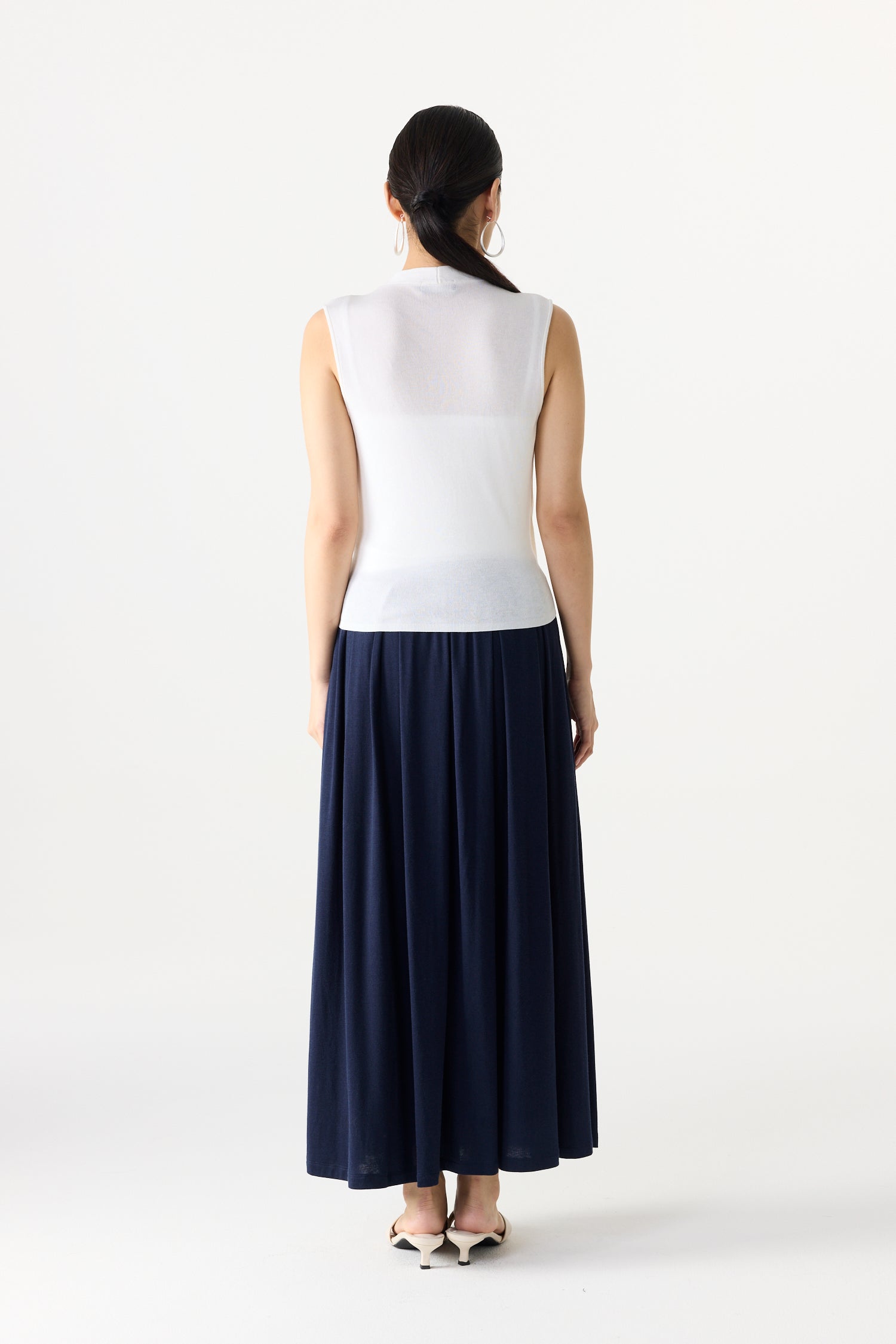 Pleated Jersey Skirt
