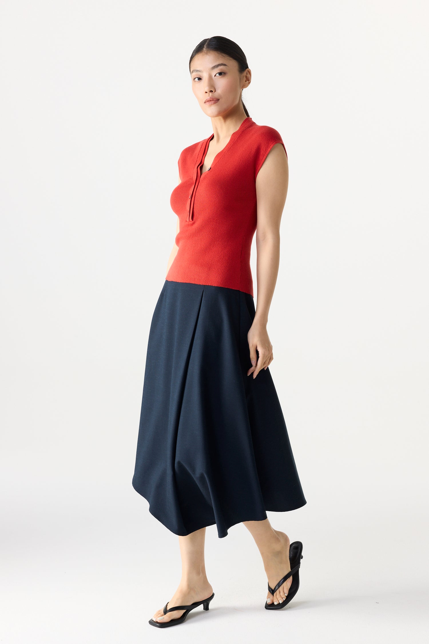 Asymmetrical Midi Wrap Skirt