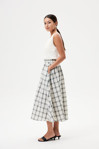 Checks Elasticated Midi Skirt
