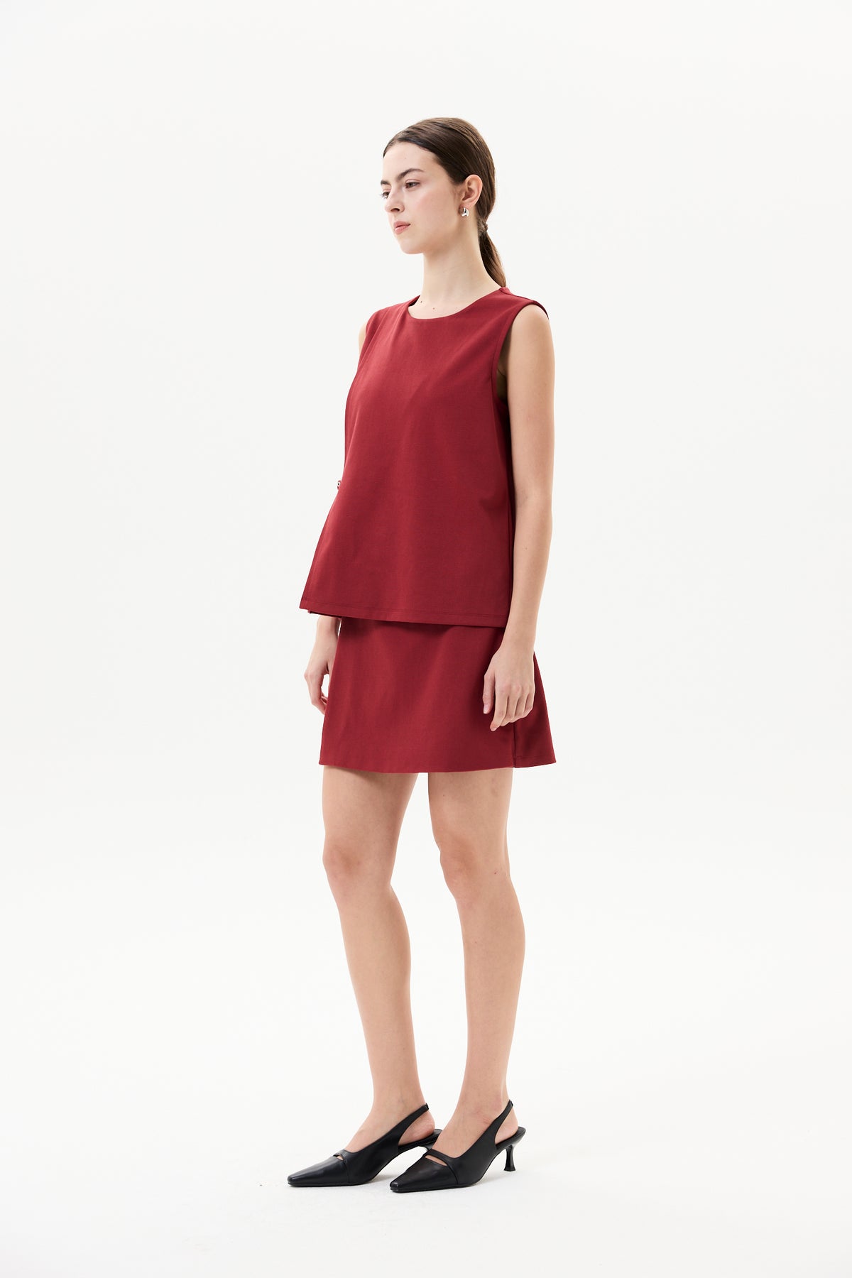 Buckle Strap Twill Mini Skirt