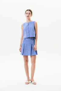 Pleated Tweed Mini Skirt