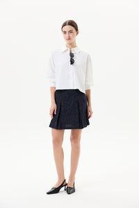 Pleated Tweed Mini Skirt