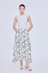 Drawstring Printed Skirt