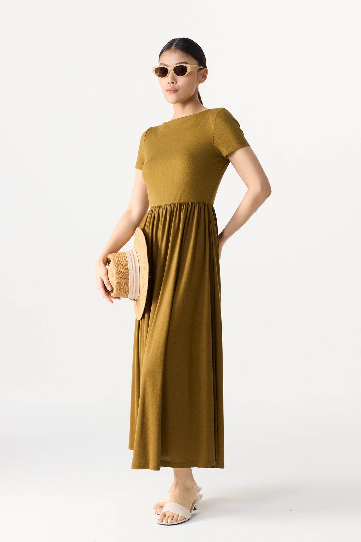Wide Neck Jersey Dress