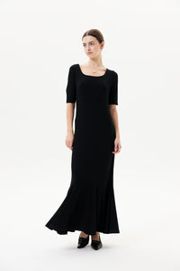 Scoop Neck Godet Hem Jersey Dress