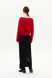 Lurex Boat Neck Dolman Jersey Top