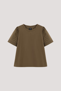 Contrast Puffy Sleeves Top
