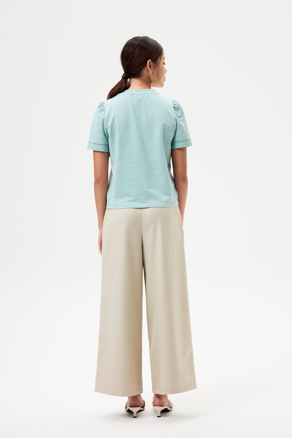 Contrast Puffy Sleeves Top