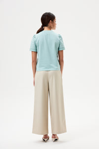 Contrast Puffy Sleeves Top