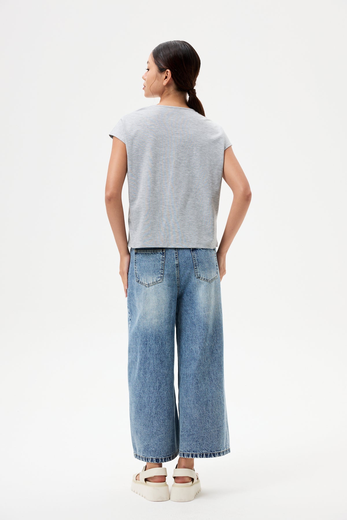 V-Neck Boxy Vest Top - Hue Grey
