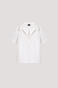 Contrast V-Neck Collared Tee