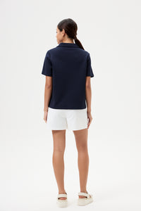 Contrast V-Neck Collared Tee