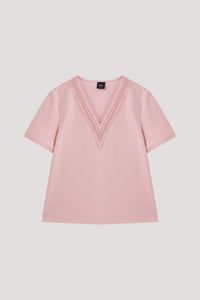 Lace Trim V Neck Tee