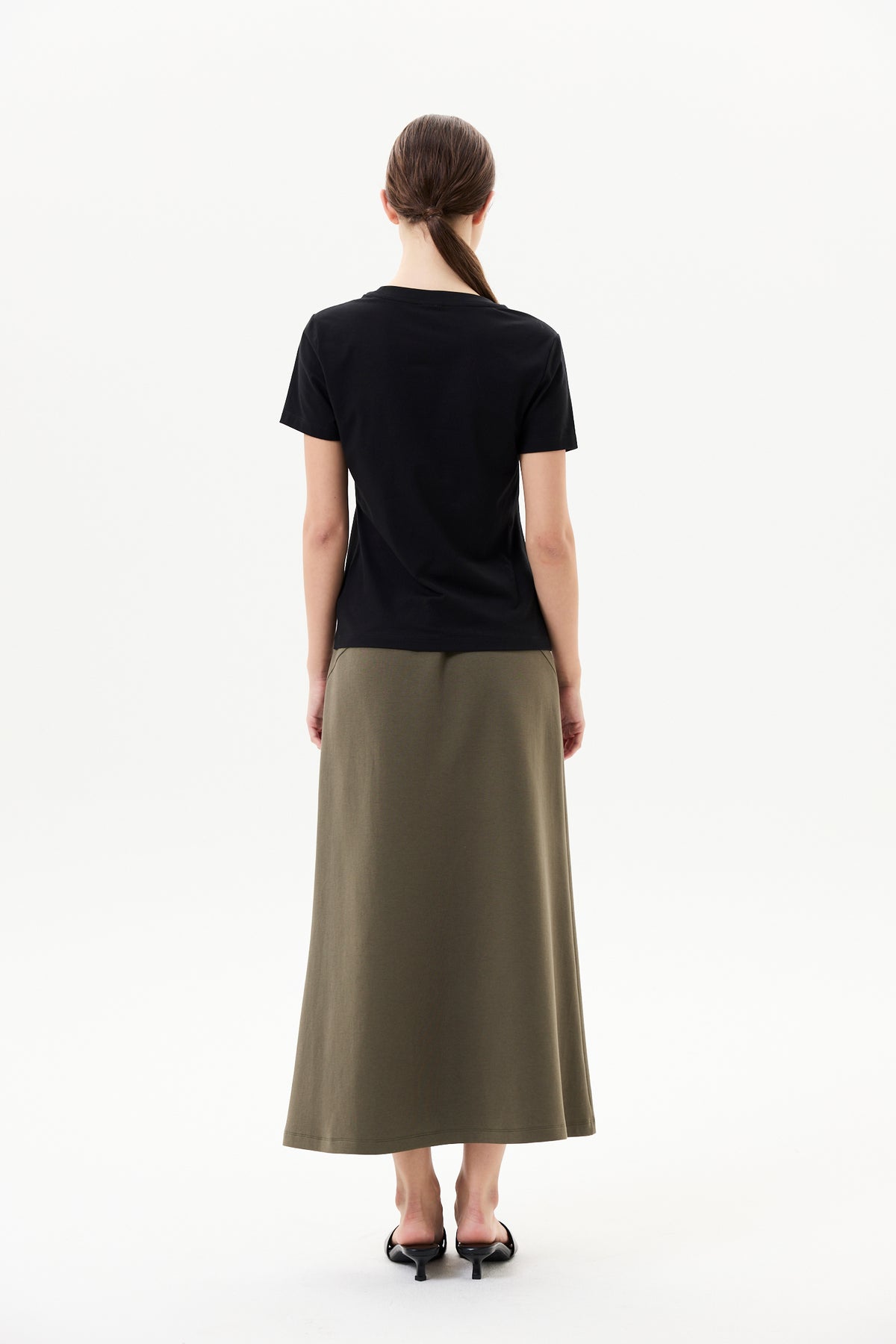Paneled Midi Jersey Skirt