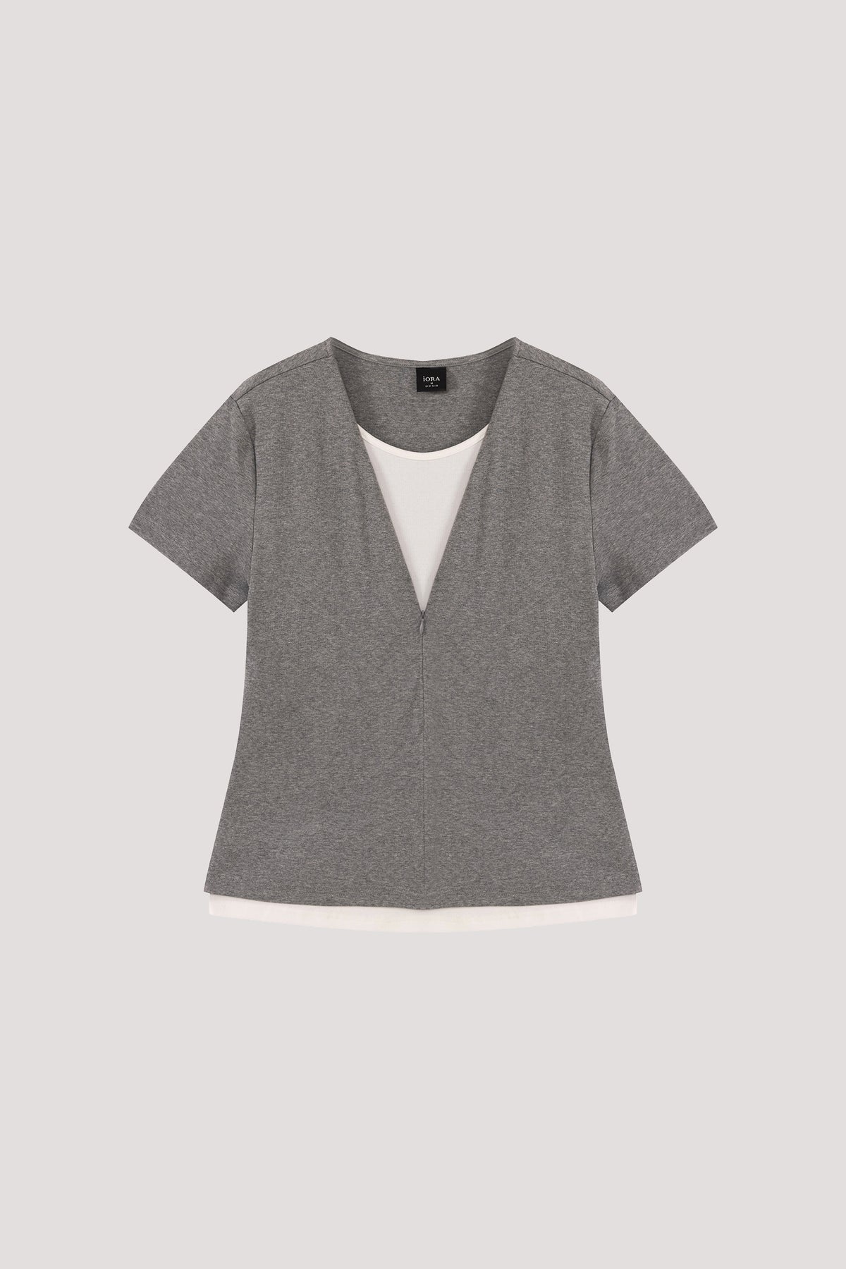 Faux Two-Piece V Neck Jersey Top