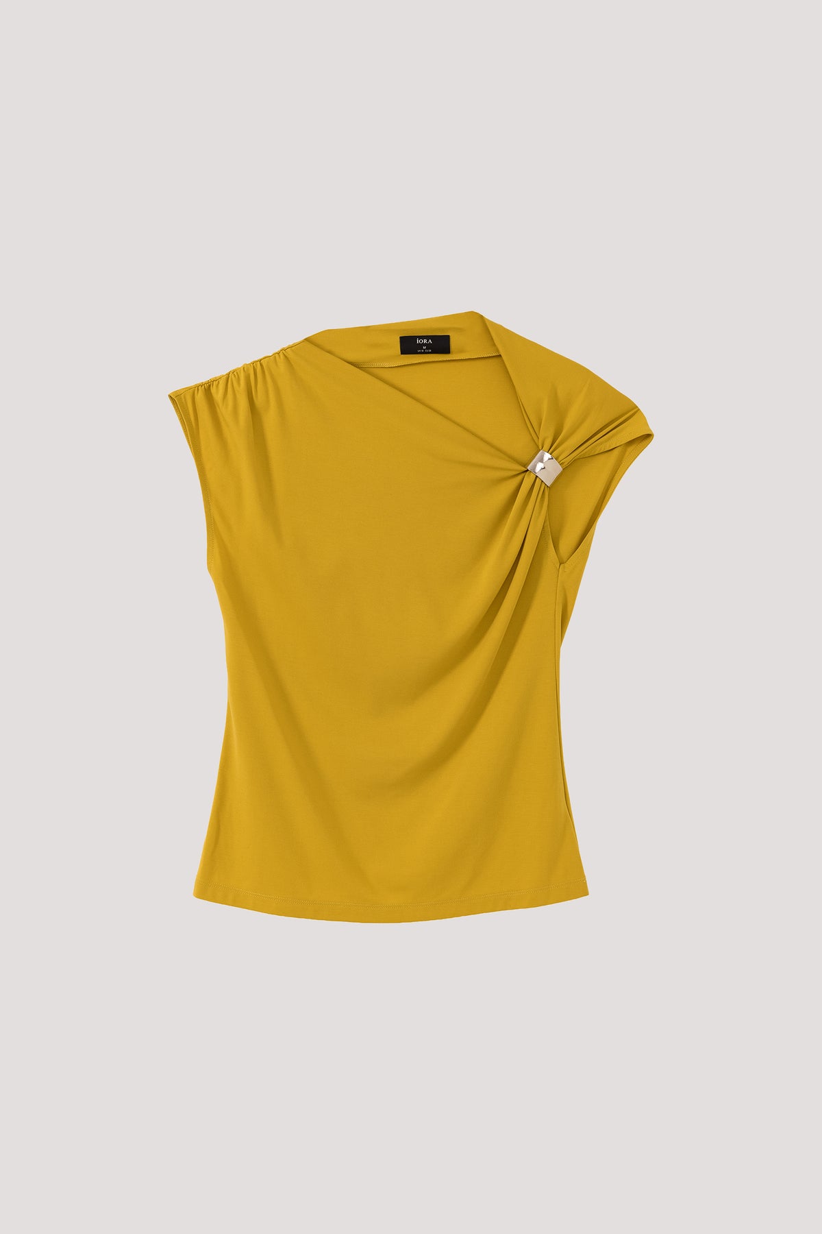 Asymmetric Gathered Brooch Top
