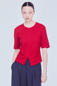 Front Slit Fitted Waist Top