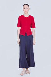 Front Slit Fitted Waist Top