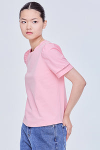 Contrast Puffy Sleeves Top