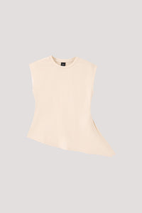 Asymmetrical Side Slit Top - LIGHT BEIGE