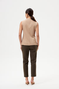 Asymmetrical Mock Neck Sleeveless Top