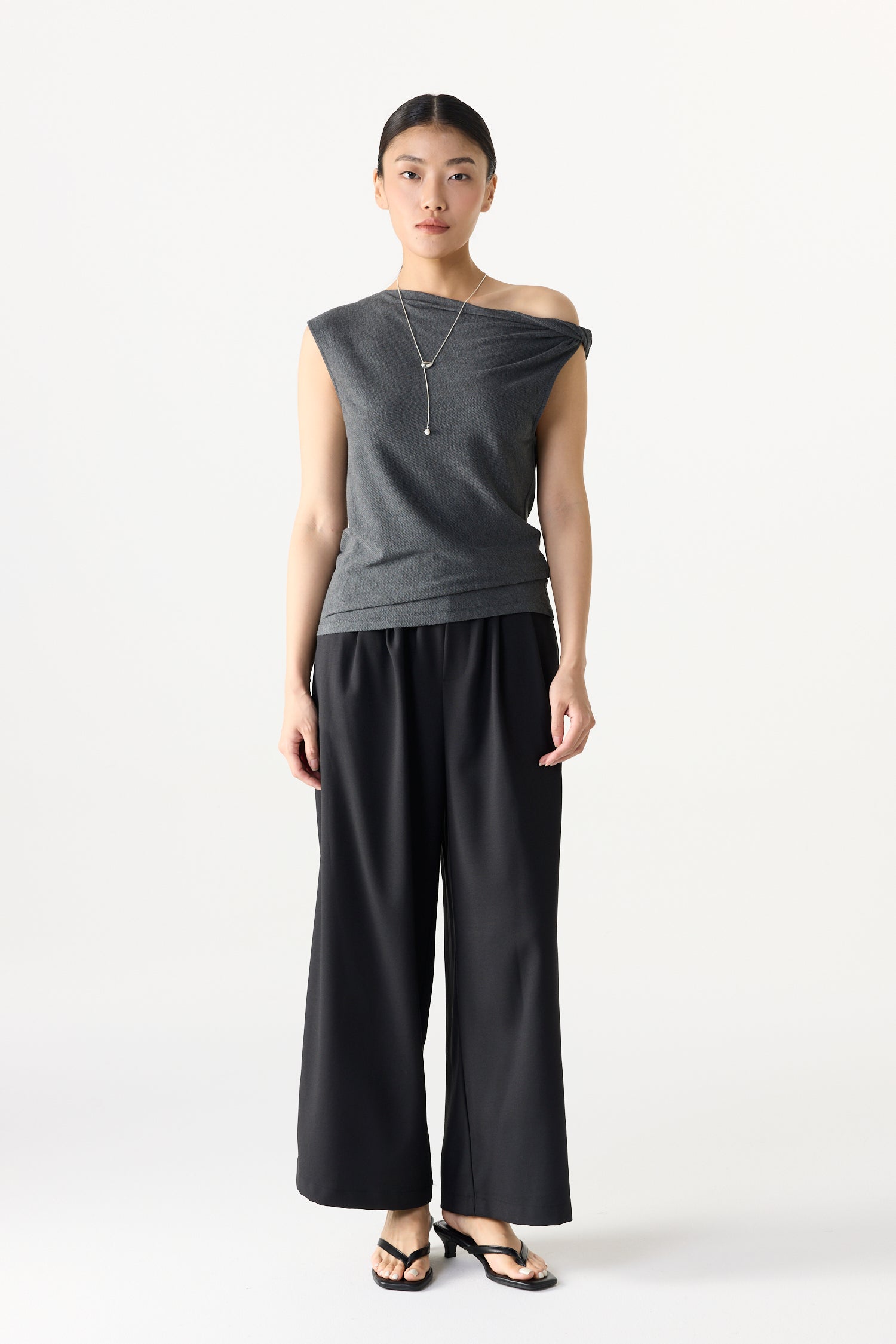 Asymmetrical Jersey Drape Top