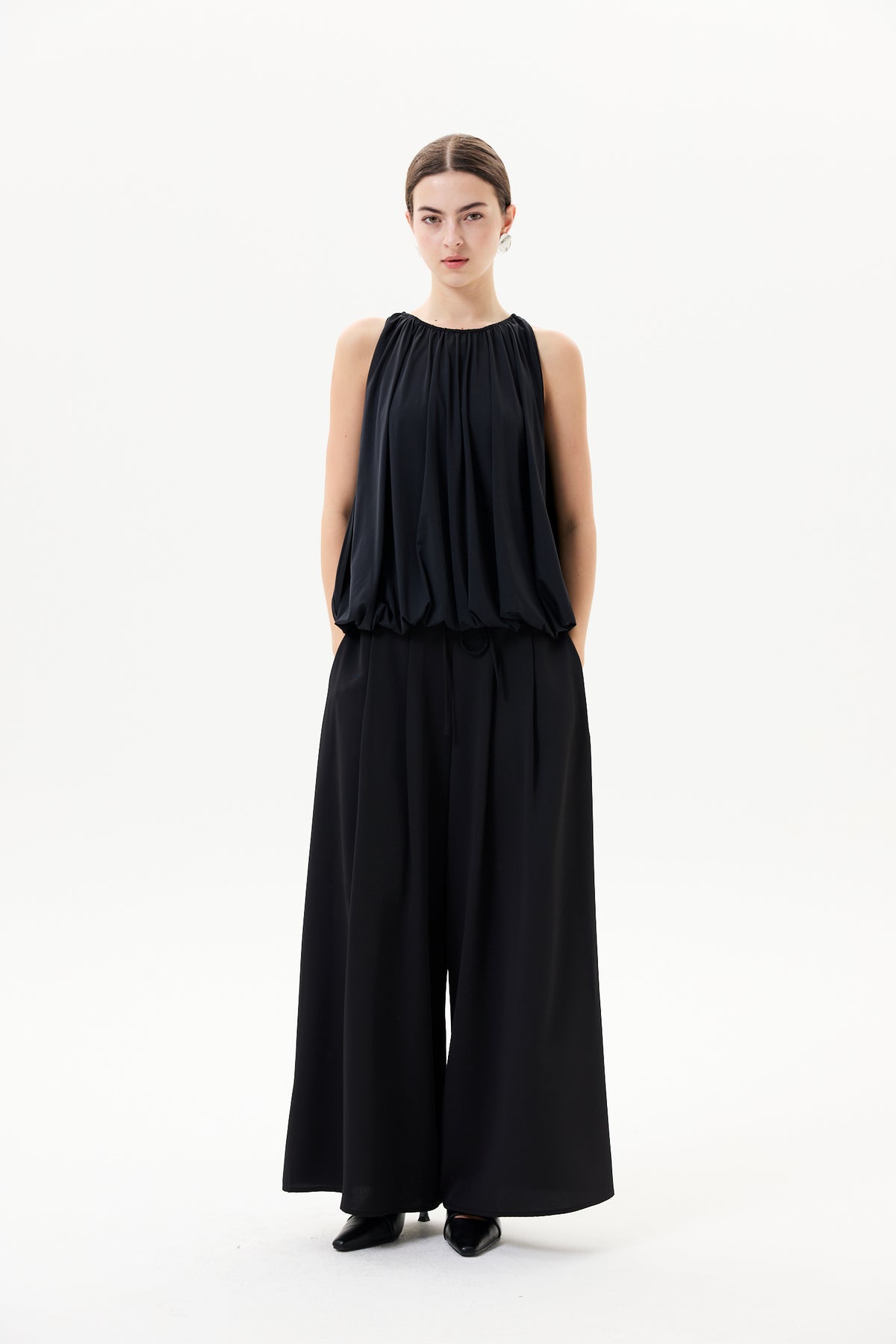 Sleeveless Gathering Bubble Top