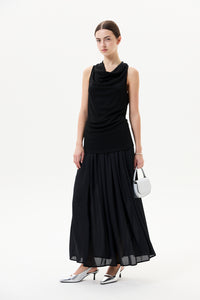 Lurex Sleeveless Cowl Neck Top
