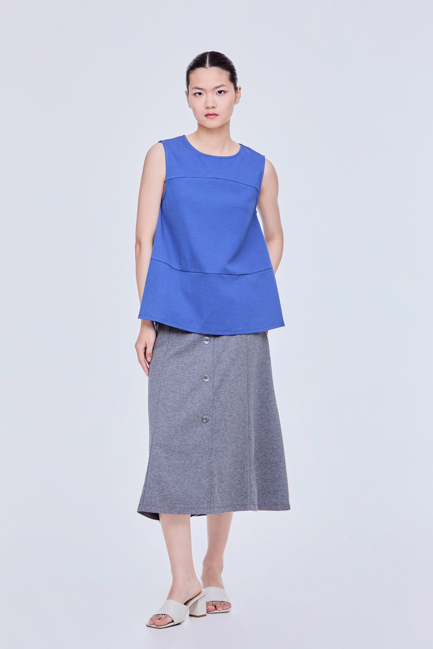 Panelled Flare Sleeveless Top