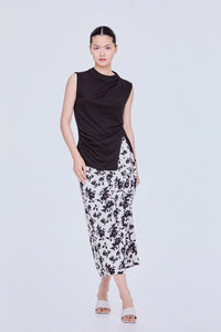 Asymmetrical Mock Neck Sleeveless Top