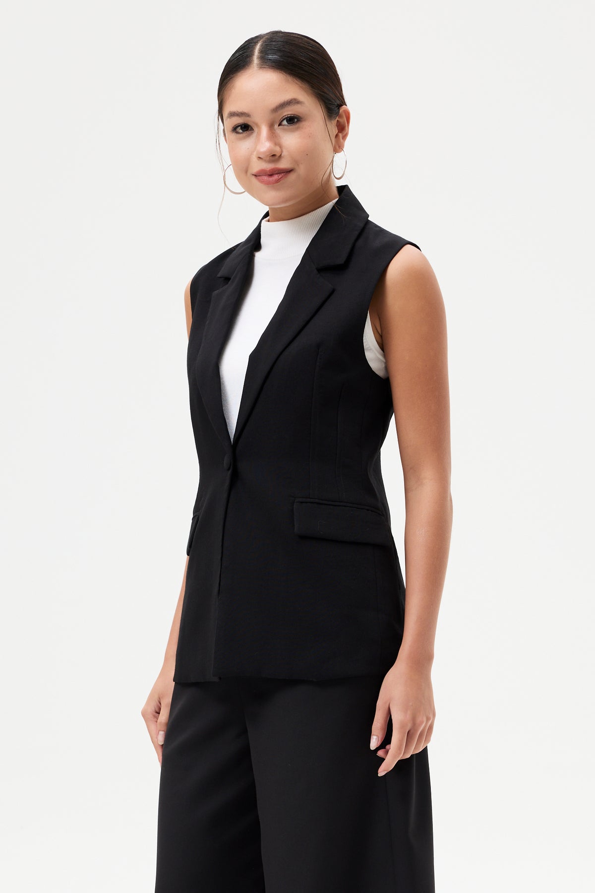 Darted Lapel Vest Top