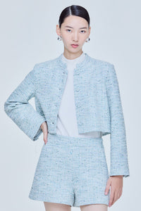 Stand Collar Tweed Jacket