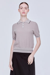 Short Sleeve Knitted Polo Top