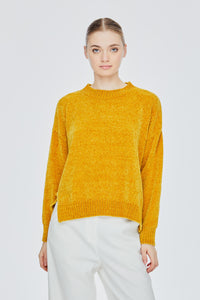 Fluffy High Neck Knit Top