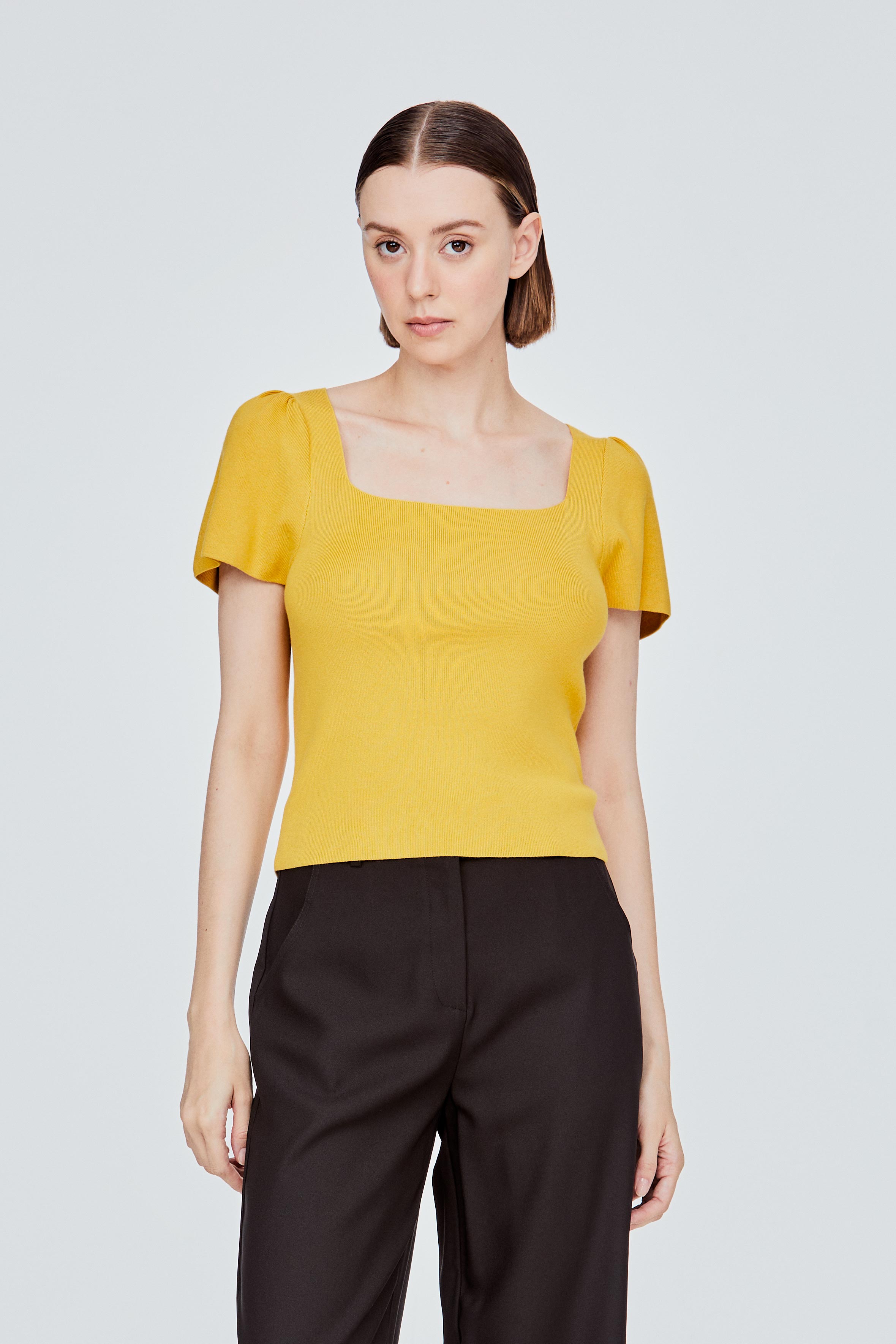 Square Neck Knit Top – iORA Square Neck Knit Top – iORA
