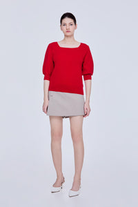 Puffy Sleeve Knit Top